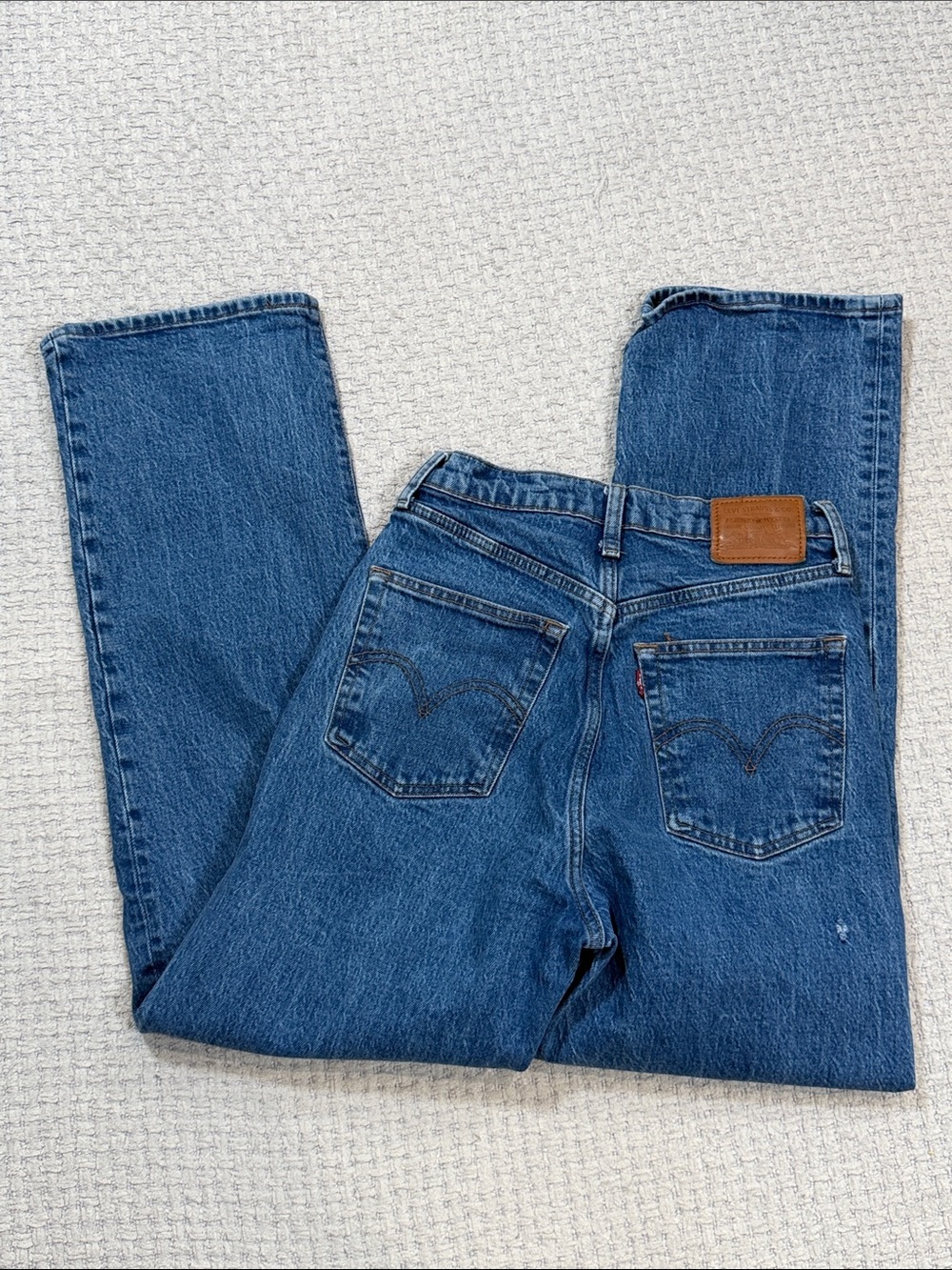 Levi's Premium Ribcage Straight Ankle Jeans Denim High Rise Waist Size 28